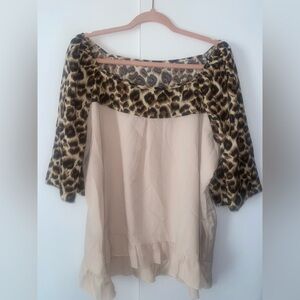 Leopard Print/Tan Blouse